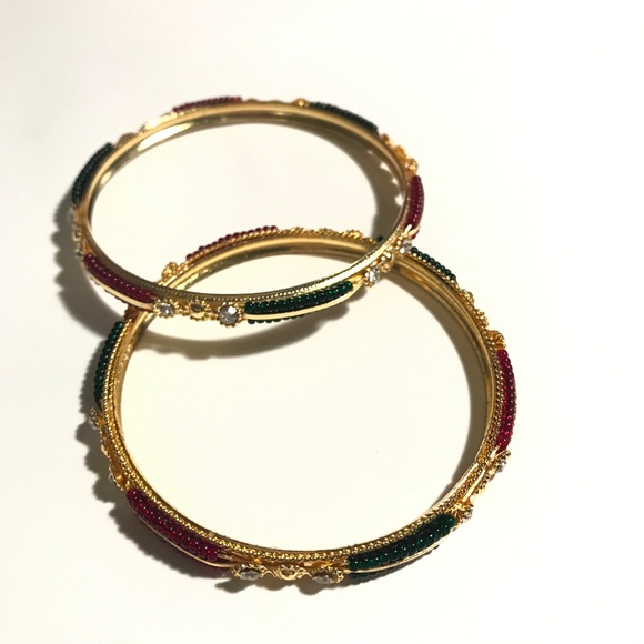 Vintage bracelet with colored red green, - Picture 4 of 7